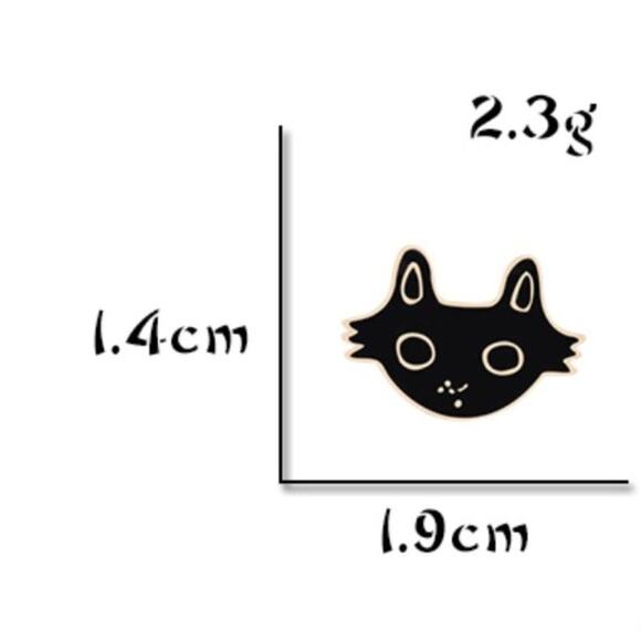 Black Cat Face Pin Brooch - Picture 2 of 2